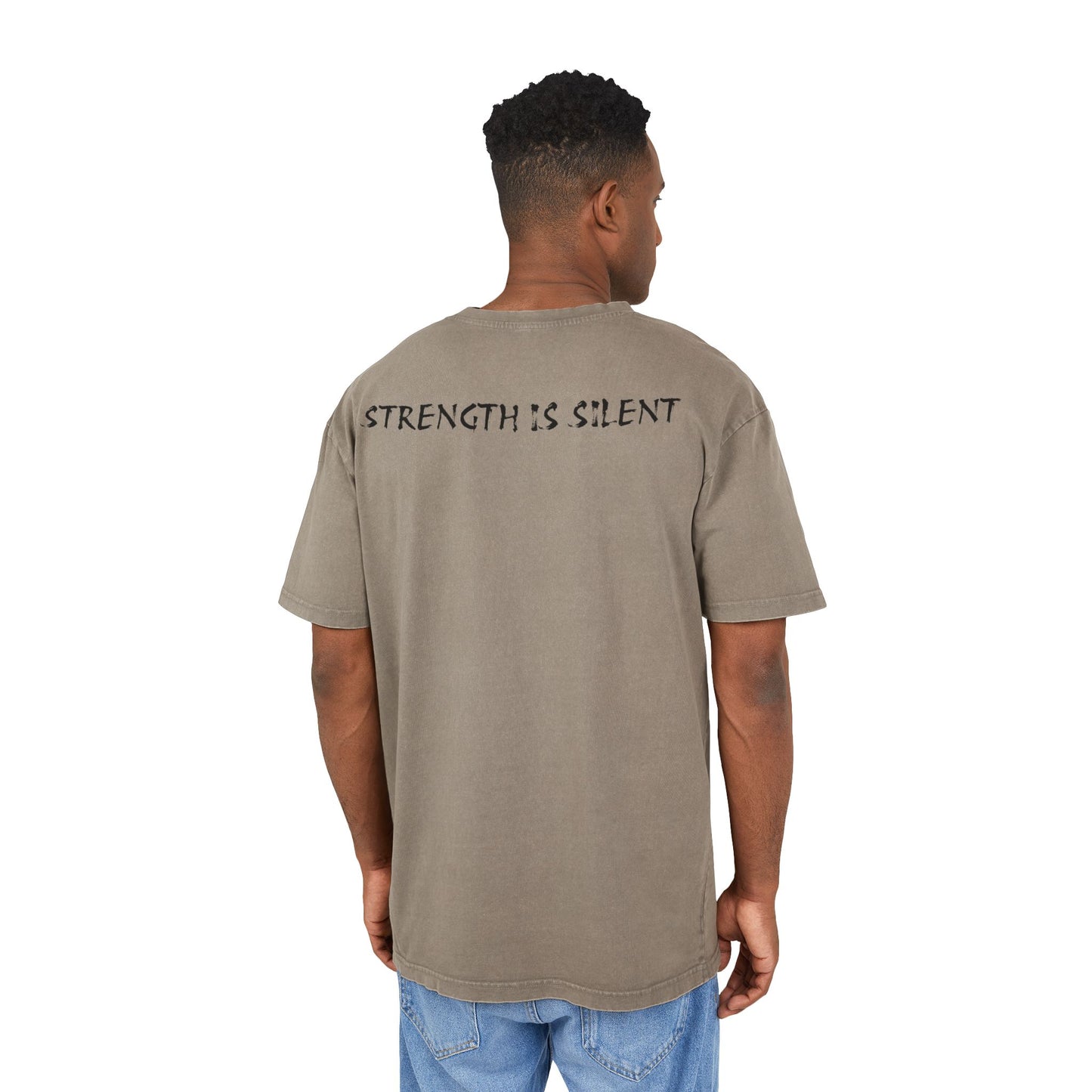 Oversize Tee with Motivational Quote STRENGTH IS SILENT