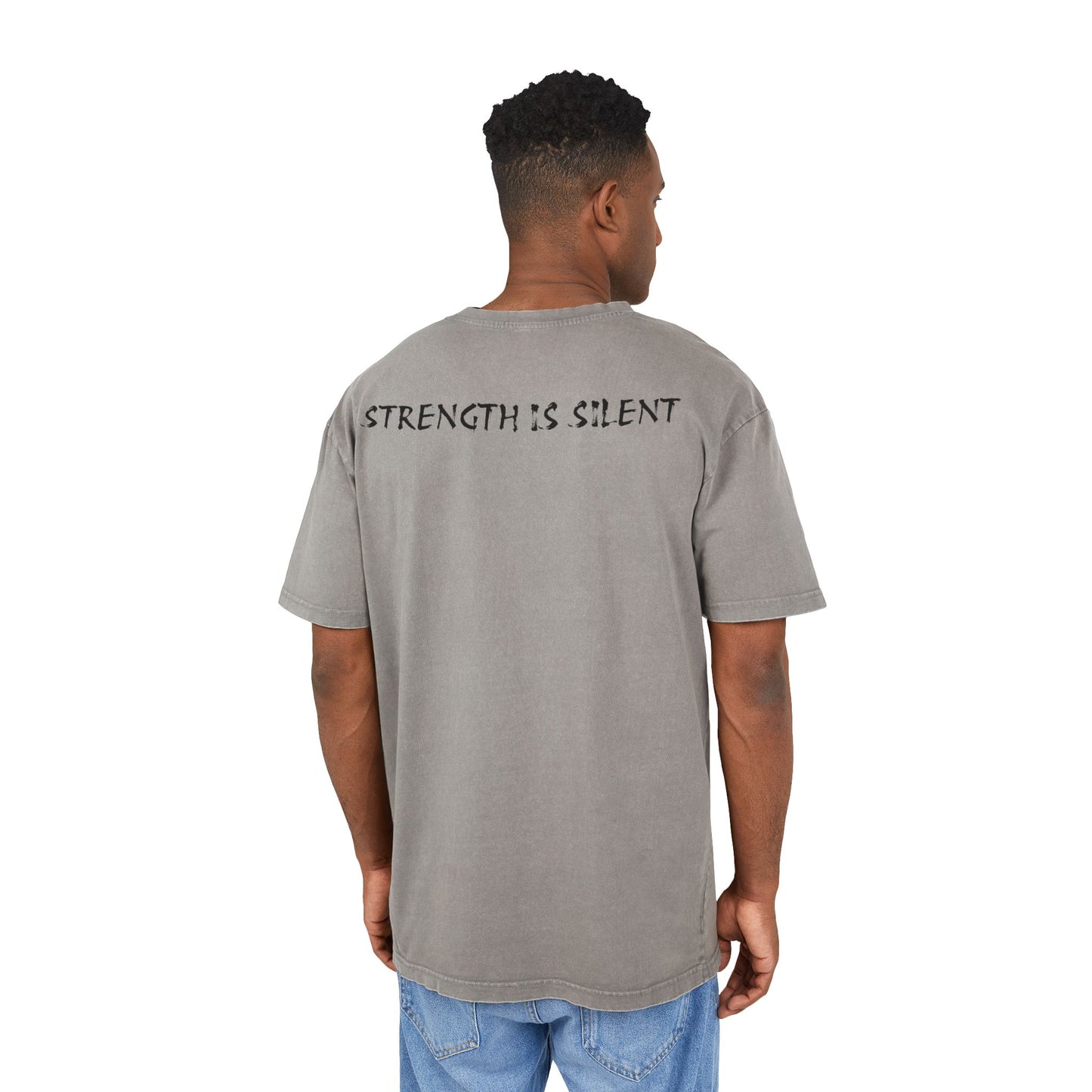 Oversize Tee with Motivational Quote STRENGTH IS SILENT