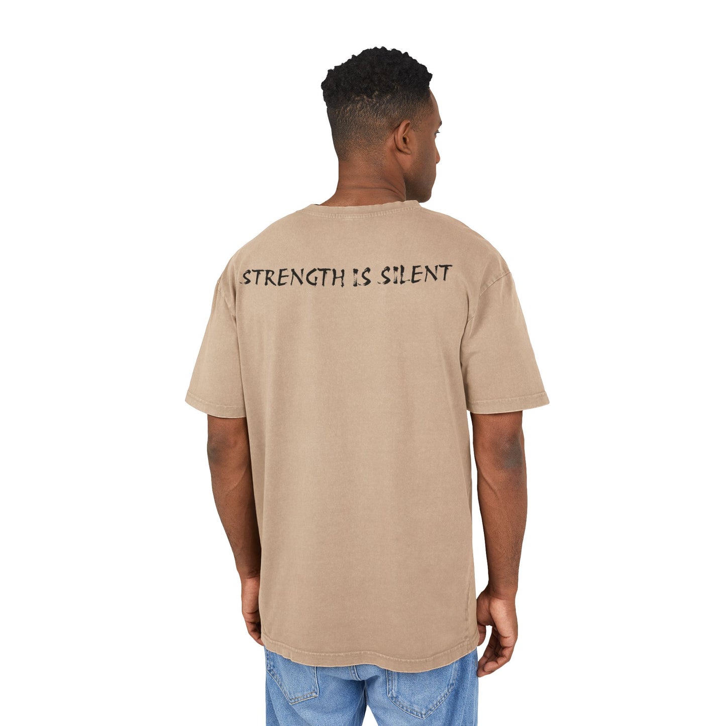 Oversize Tee with Motivational Quote STRENGTH IS SILENT