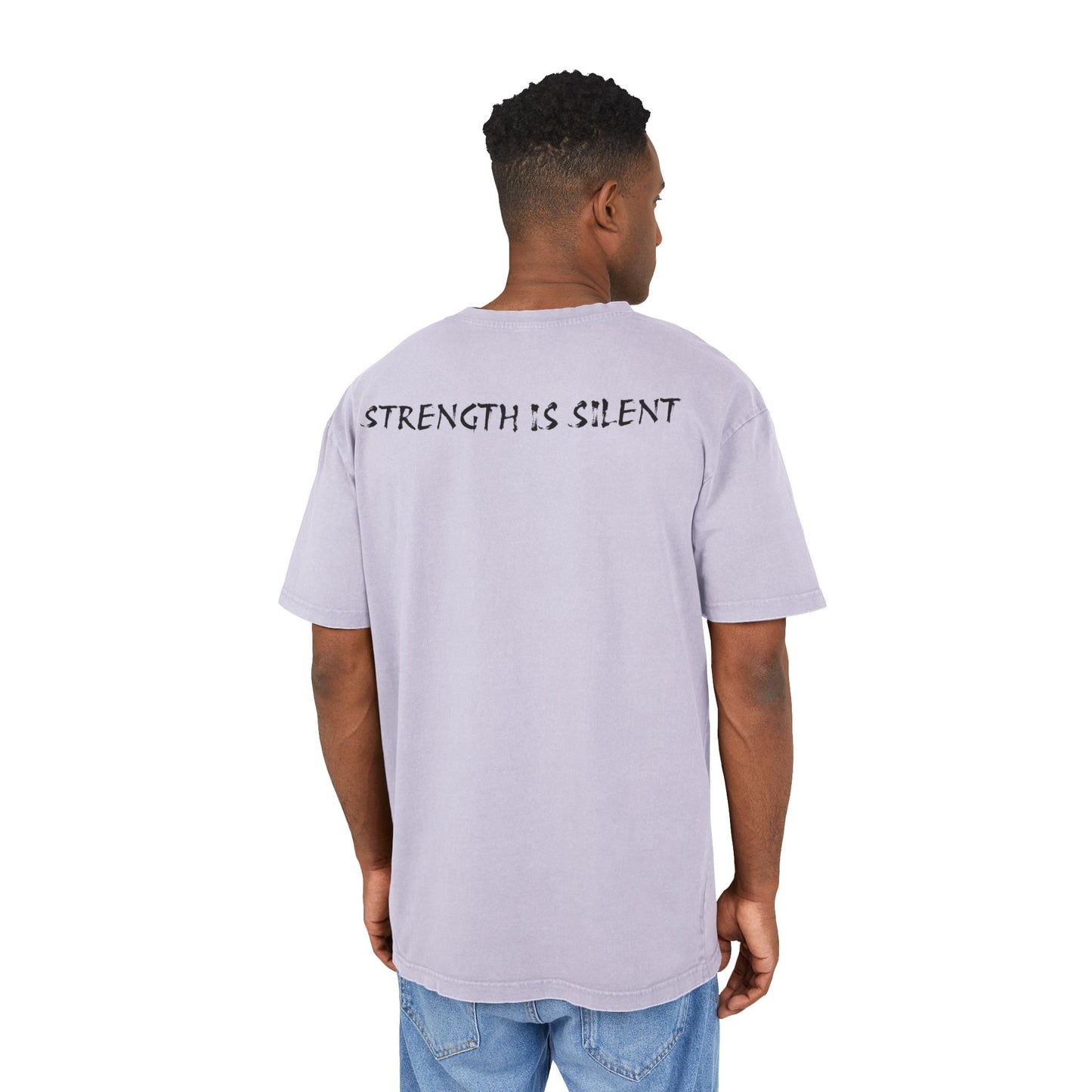 Oversize Tee with Motivational Quote STRENGTH IS SILENT