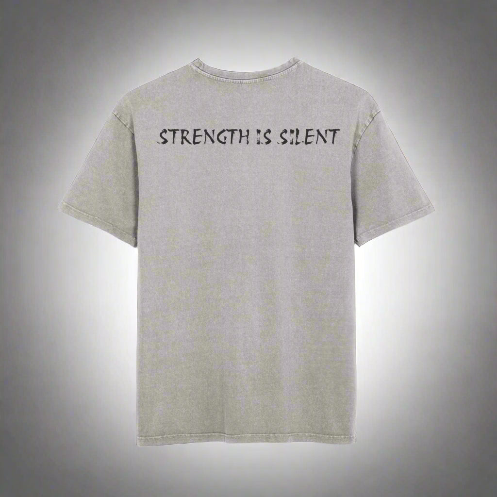 Oversize Tee with Motivational Quote STRENGTH IS SILENT
