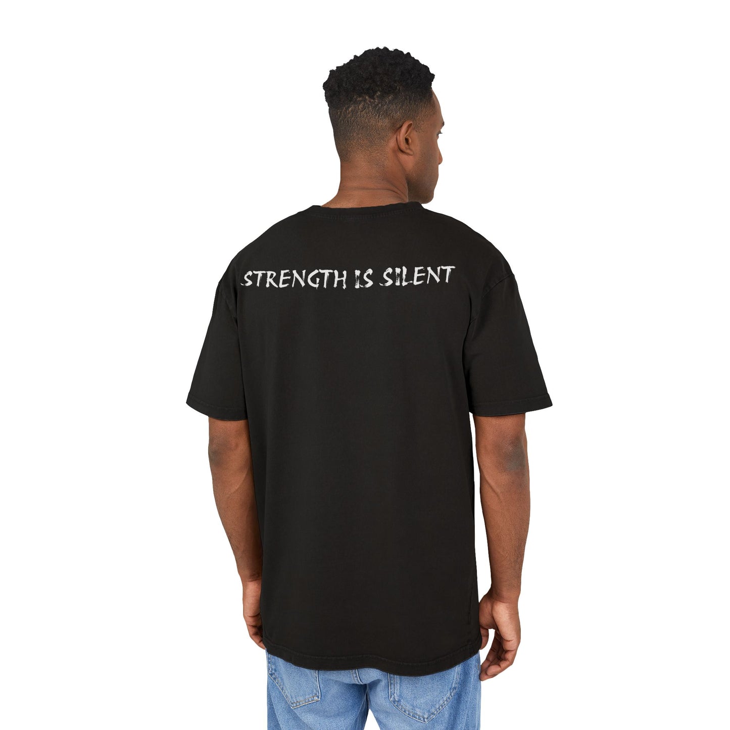 Oversize Tee with Motivational Quote STRENGTH IS SILENT