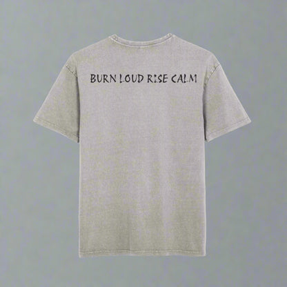Oversize Tee with Motivational Quote Bourn Loud Rise Calm