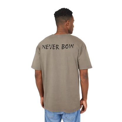 Oversize Tee with Motivational Quote NEVER BOW