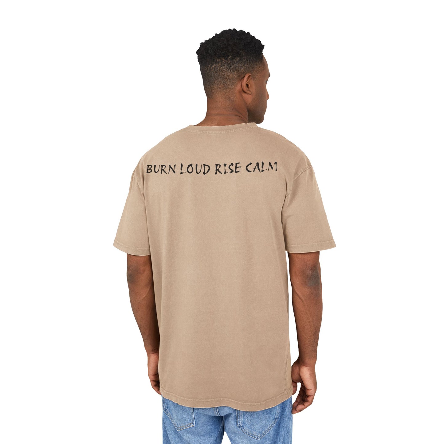 Oversize Tee with Motivational Quote Bourn Loud Rise Calm