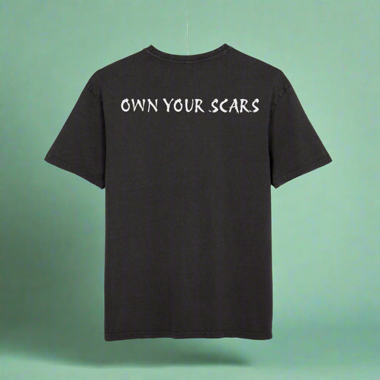 Oversize Tee with Motivational Quote OWN YOUR SCARS