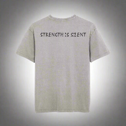 Oversize Tee with Motivational Quote STRENGTH IS SILENT