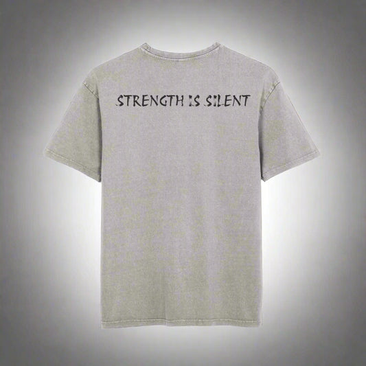 Oversize Tee with Motivational Quote STRENGTH IS SILENT